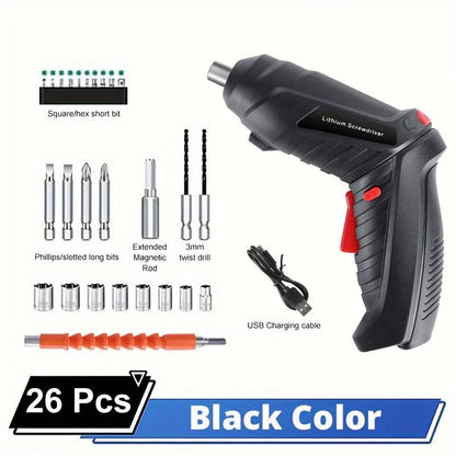 Electric Screwdriver Cordless Rechargeable Set 3.6V Li-Ion 3.5N·M Max Torque Electric Rotatable LED Light Drill Screwdriver Multi-Angle Work for Home Office DIY Tools