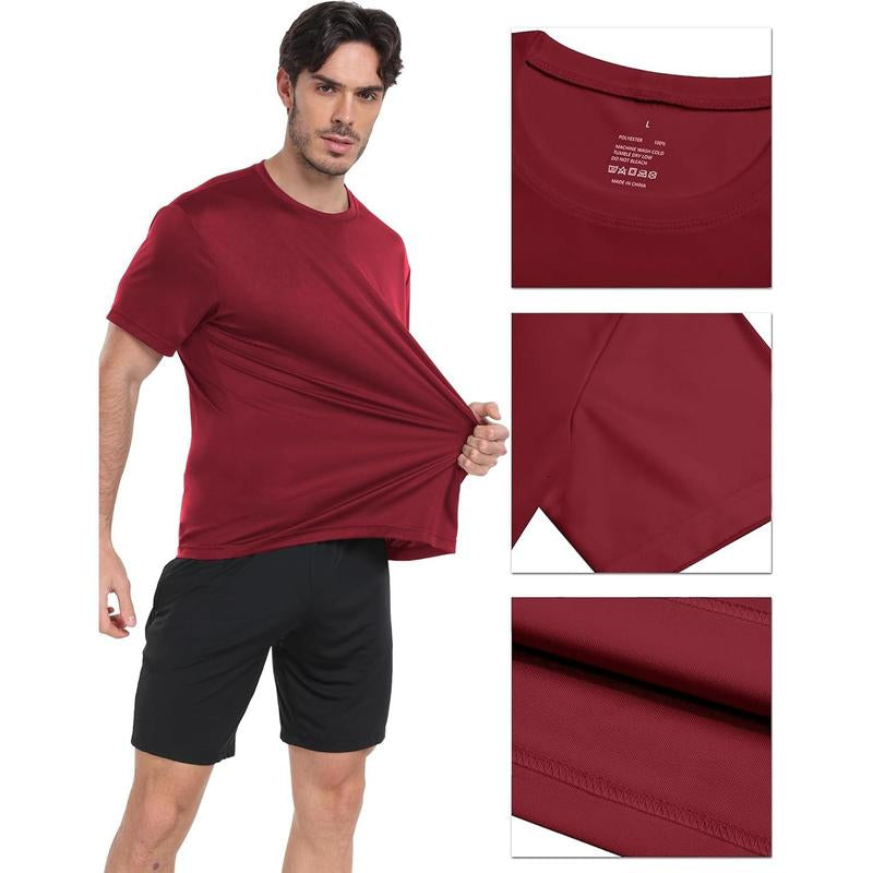 1/5 Pack Workout Shirts for Men Athletic Running Gym Quick Dry Short Sleeve Performance Moisture Wicking T Shirt