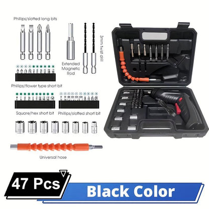 Electric Screwdriver Cordless Rechargeable Set 3.6V Li-Ion 3.5N·M Max Torque Electric Rotatable LED Light Drill Screwdriver Multi-Angle Work for Home Office DIY Tools